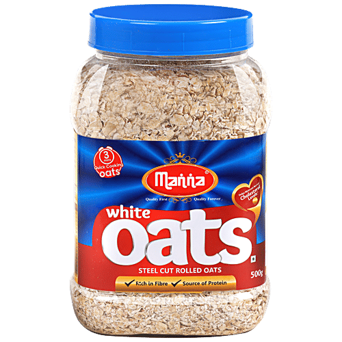 Manna Steel Cut Oats - Gluten Free, 500 g Jar Rich in Fibre, Source of Protein