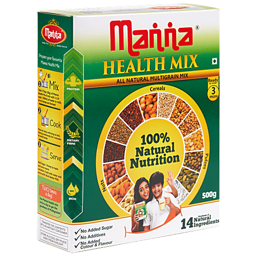 Manna Health Mix  - Natural Nutrition, No Added Sugar, Preservative Free, 500 g Carton Natural Nutrition, No Added Sugar, No Additives, No Added Colour & Flavour