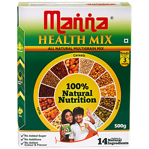 Manna Health Mix  - Natural Nutrition, No Added Sugar, Preservative Free, 500 g Carton Natural Nutrition, No Added Sugar, No Additives, No Added Colour & Flavour