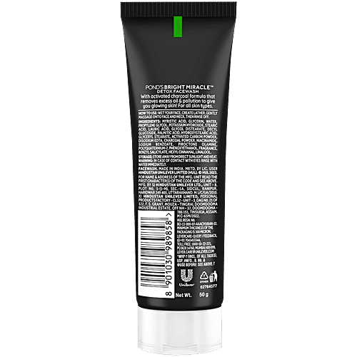 Pond's Bright Miracle Detox Facewash With 10X Power Of Charcoal, 50 g  