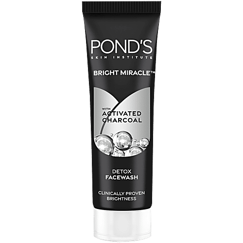 Pond's Bright Miracle Detox Facewash With 10X Power Of Charcoal, 50 g  