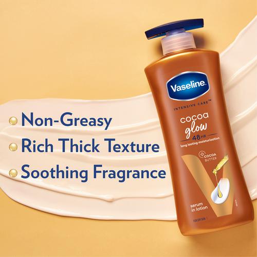 Vaseline Intensive Care Cocoa Glow Body Lotion - With Shea Butter, Non-Greasy Formula, 400 ml  