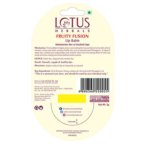 Lotus Herbals Lip Balm - Fruity Fusion, 5 g  