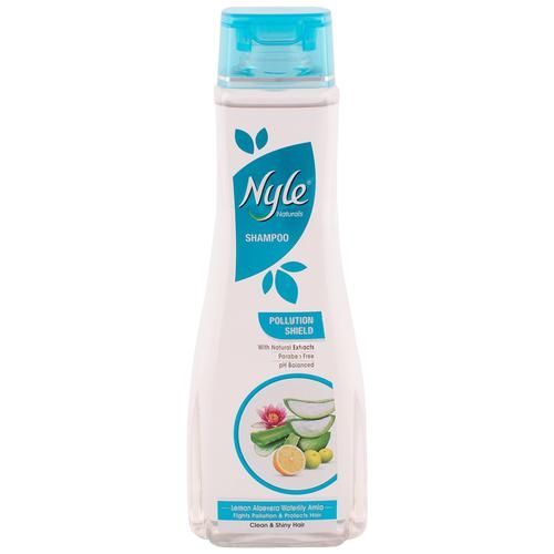 Nyle Pollution Shield Shampoo - Lemon, Aloevera, Waterlily, Amla, Clean & Shiny Hair, Paraben Free, pH Balanced, 180 ml  Paraben Free, pH Balanced