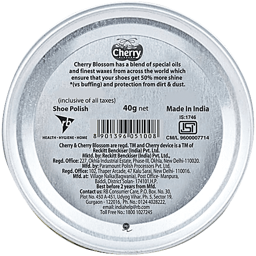Cherry Blossom Dark Tan Wax Shoe Polish, 40 g  50% MORE SHINE
 PROTECTS