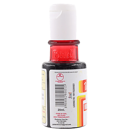 Three Leaves Synthetic Food Colour Preparation - Rose Red Liquid, 20 ml Bottle