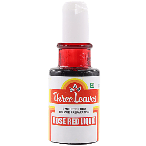 Three Leaves Synthetic Food Colour Preparation - Rose Red Liquid, 20 ml Bottle