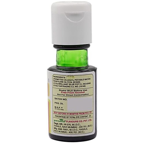 Three Leaves Synthetic Food Color Preparation - Green Liquid, 20 ml Bottle 