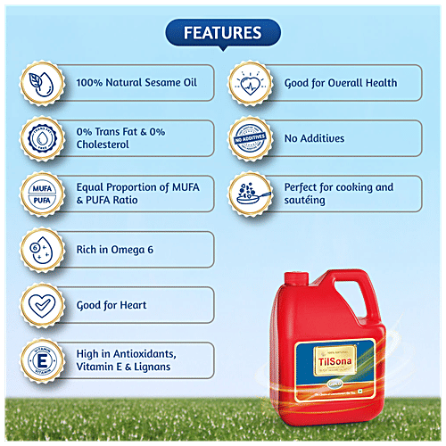 Tilsona Gold Gingelly/Til Sesame Oil, 5 L Jar 