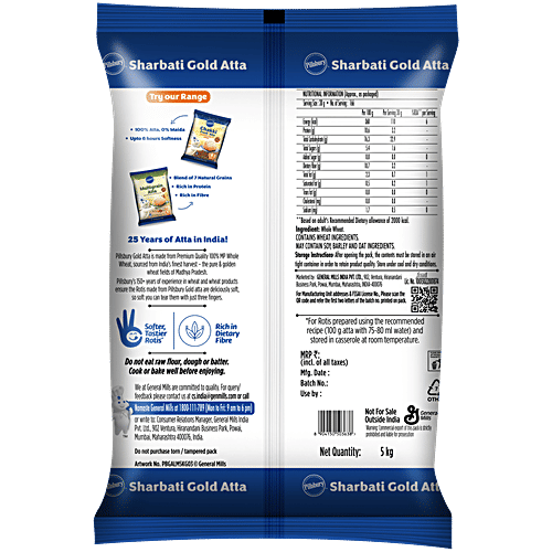 Pillsbury Atta/Godihittu - Gold, 5 kg Pouch Atta, Aata