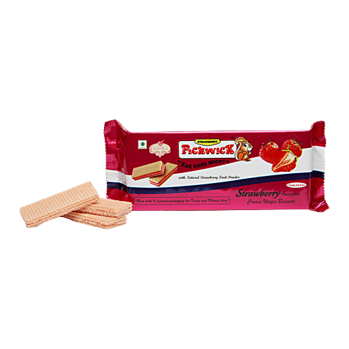Pickwick  Creamy Wafer Biscuits - Strawberry, 100 g Pouch Trans Fat Free, With Natural Strawberry Fruit Powder