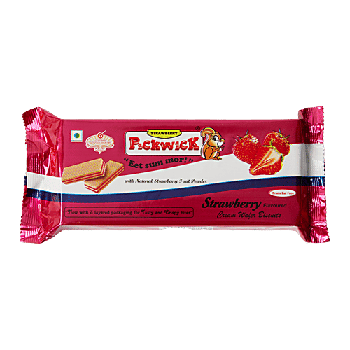 Pickwick  Creamy Wafer Biscuits - Strawberry, 100 g Pouch Trans Fat Free, With Natural Strawberry Fruit Powder