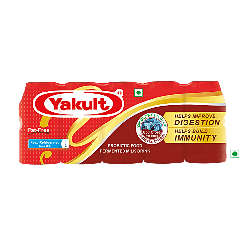 Yakult Probiotic Fermented Milk Drink, 65 ml (Pack of 5) 