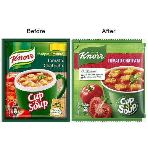 Knorr Tomato Chatpata Cup A Soup - 100% Real Vegetables, No Added Preservatives, 13.5 g  