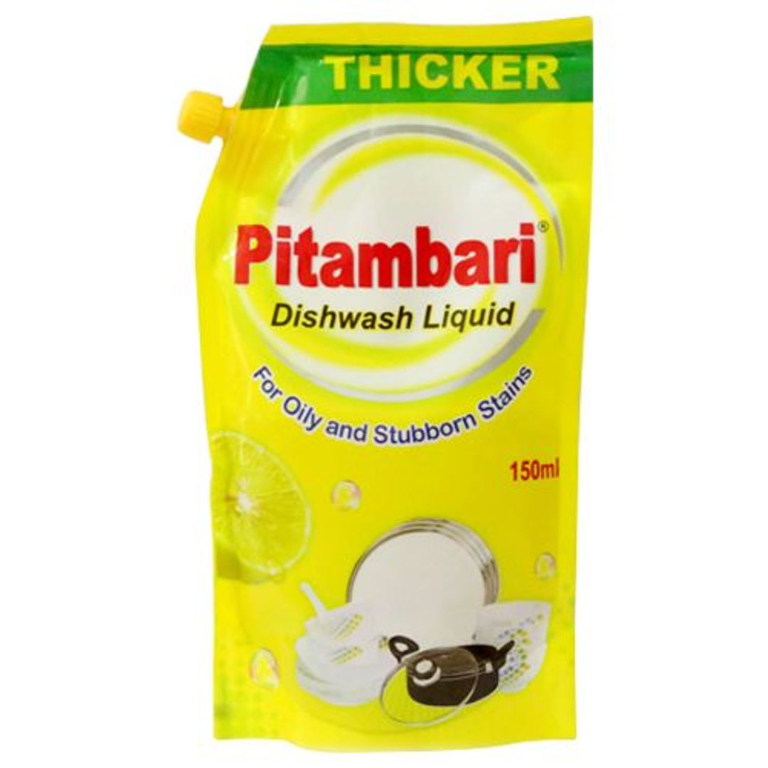 Pitambari Dishwash Liquid - For Oily and Stubborn Stains, 150 ml pouch pack