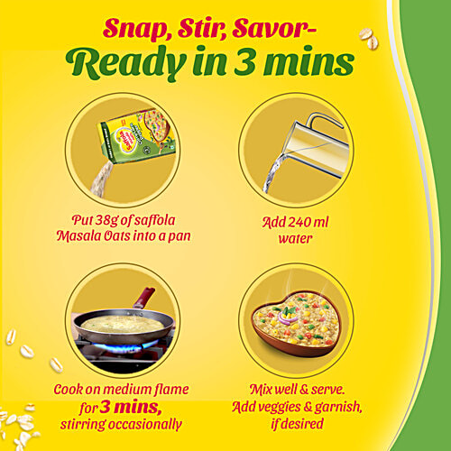 Saffola Masala Oats - Curry & Pepper, 38 g  No Cholesterol, No Trans Fat
