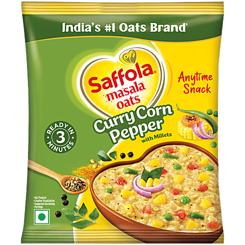 Saffola Masala Oats - Curry & Pepper, 38 g  No Cholesterol, No Trans Fat