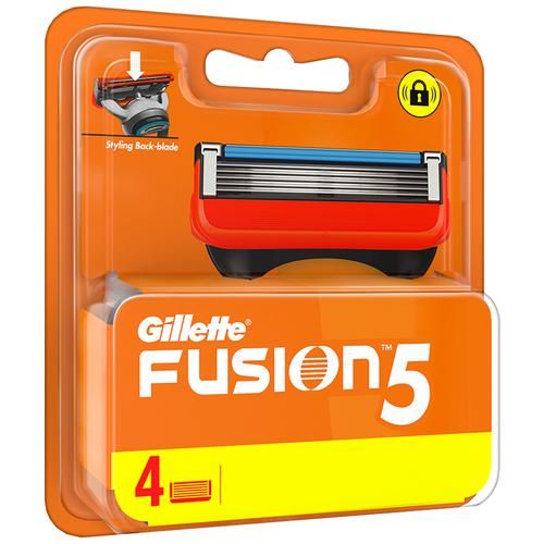 Gillette Fusion Manual Blades For Men - 4 Count For Perfect Shave & Perfect Beard Shape, 4 pcs  5 Blade Shaving Surface + 1 Protection Trimmer