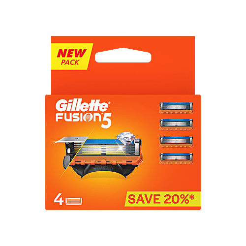 Gillette Fusion 5 Manual Shaving Blades for men  (Pack of 4 Cartridges), 4 pcs  5 Blade Shaving Surface + 1 Protection Trimmer