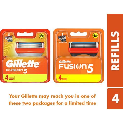 Gillette Fusion Manual Blades For Men - 4 Count For Perfect Shave & Perfect Beard Shape, 4 pcs  5 Blade Shaving Surface + 1 Protection Trimmer