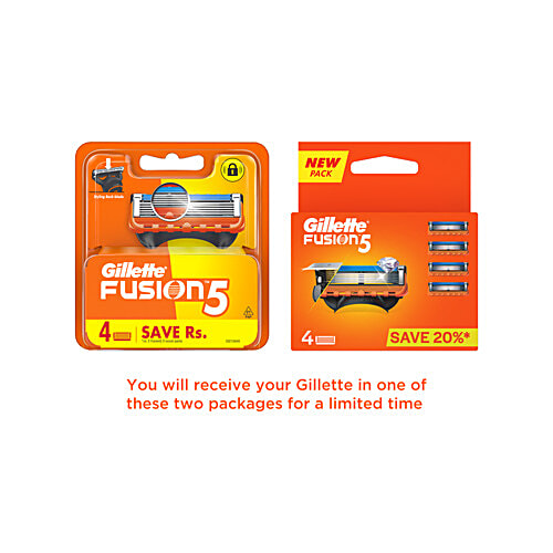 Gillette Fusion 5 Manual Shaving Blades for men  (Pack of 4 Cartridges), 4 pcs  5 Blade Shaving Surface + 1 Protection Trimmer