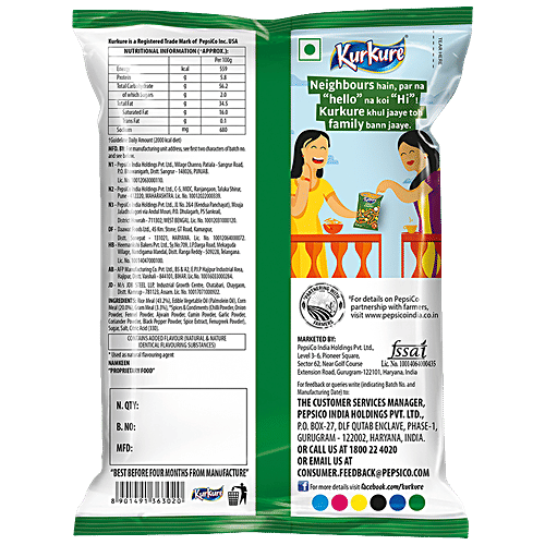 Kurkure Chilli Chatka Namkeen, 36 g  Made with Dal/Corn & Rice