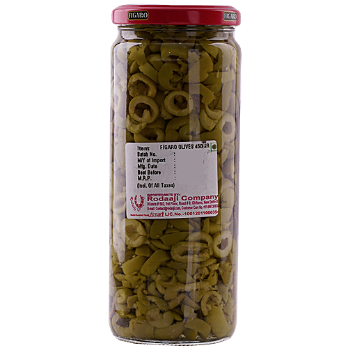 Figaro Olives - Green, Sliced, 450 g  Sliced Green Olives
 Healthy Snacking Option
