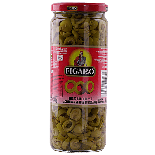 Figaro Olives - Green, Sliced, 450 g  Sliced Green Olives
 Healthy Snacking Option