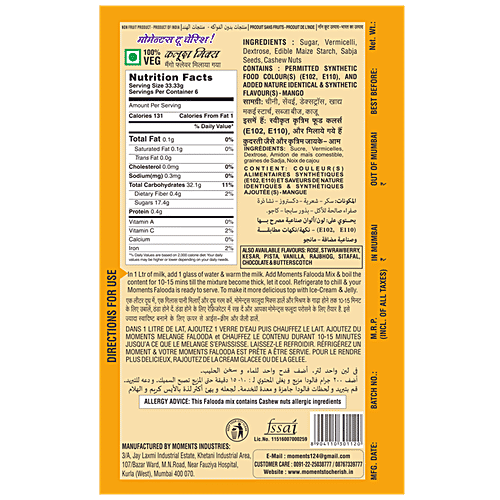 Moments Falooda Mix - Mango, 200 g Pouch