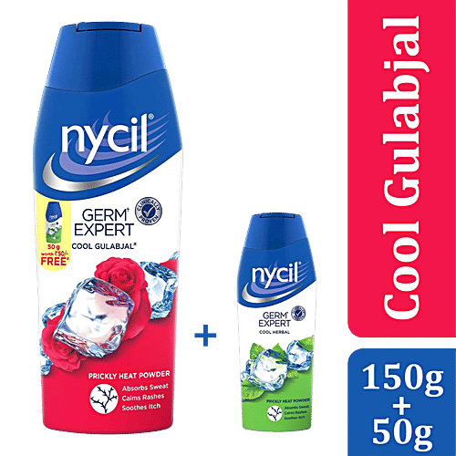 nycil prickly heat powder cool gulabjal 150 g get nycil cool herbal 50 g free 
