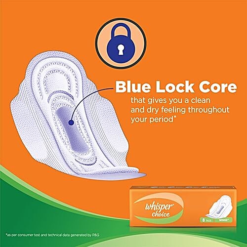 Whisper  Sanitary Pads - Choice Wings, 7 Pads  