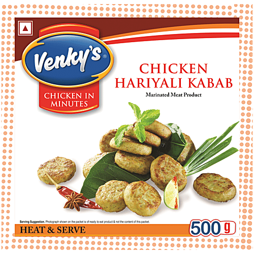 Venkys Kabab - Chicken Hariyali, 500 g Pouch Zero Sugar, Zero Trans Fat