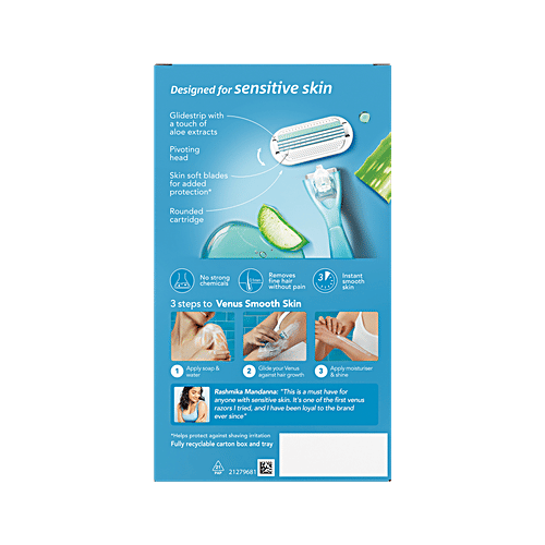 Gillette Venus Hair Removal Razor - With Aloe Extracts, For Women, 1 pc  No Strong Chemicals
