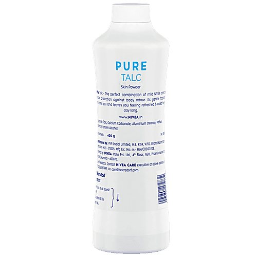 Nivea Pure Talcum Powder For Men & Women - For Gentle Fragrance & Reliable Protection Against Body Odour, 400 g  