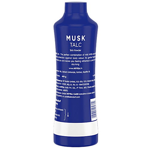 Nivea Musk Talcum Powder For Men & Women - Fragrance & Protection Against Body Odour, 400 g Protection Against Body Odour
