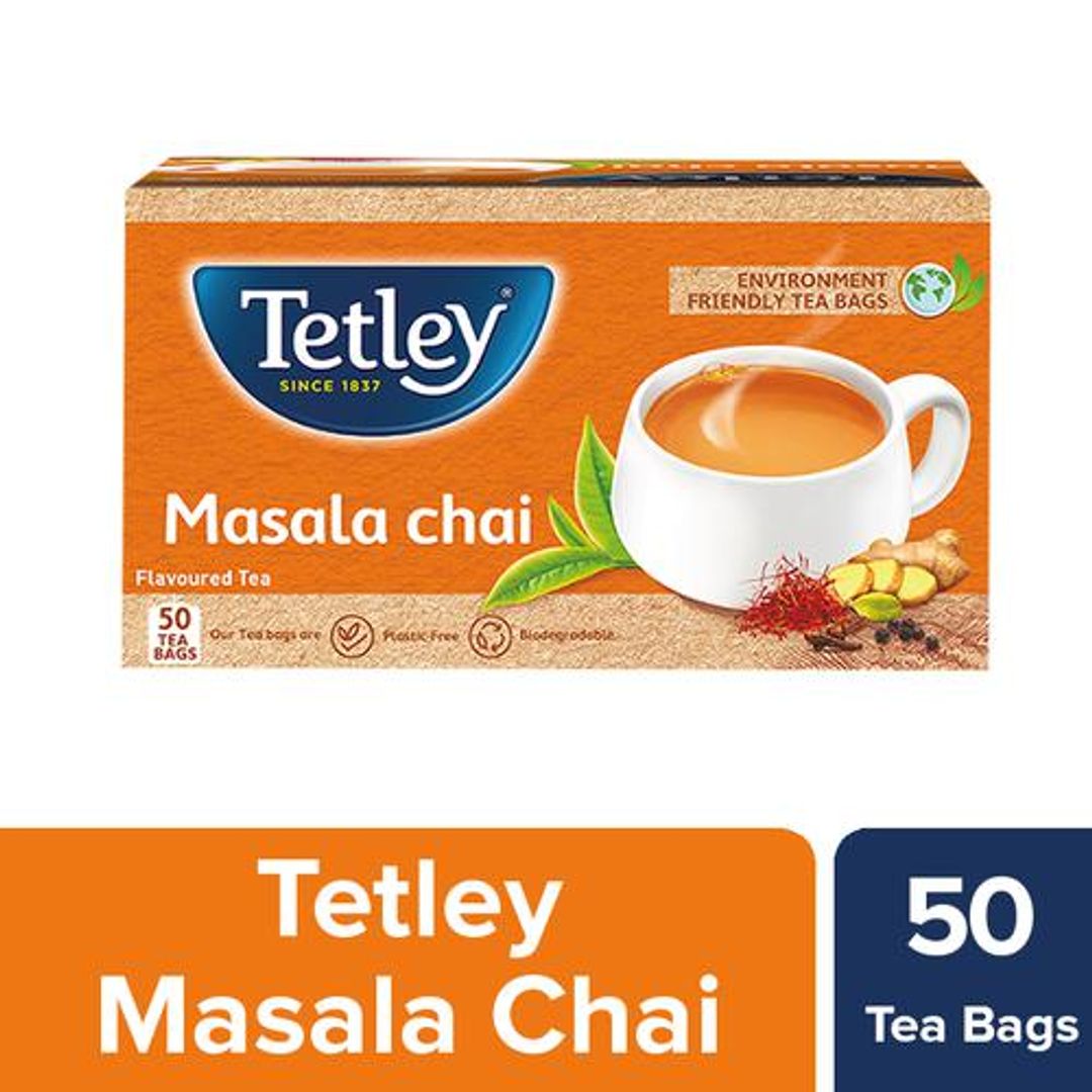 Tetley Masala Tea - Spiced & Flavourful Assam Blend, Staple Free & Environment Friendly Bags, 100 g (50 Bags x 2 g each)