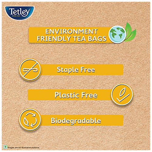 Tetley Ginger Zing Tea - Flavoured, Assam Blend, Staple-Free, Environment Friendly Bags, 100 g (50 Bags x 2 each)