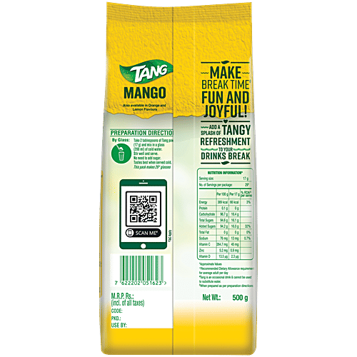 Tang Instant Drink Mix - Mango, 500 g Pouch 