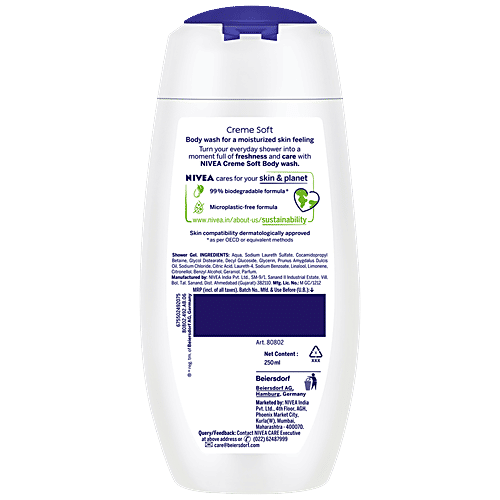 Nivea Creme Soft Body Wash - With Almond Oil & Mild Scent, pH Balanced, For Soft Skin, 250 ml