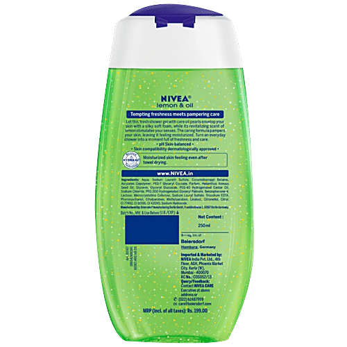 Nivea Lemon & Oil Shower Gel - Pampering Care With Refreshing Scent Of Lemon, 250 ml  