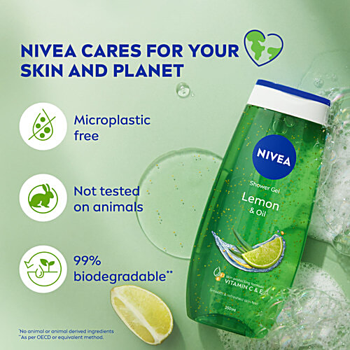 Nivea Lemon & Oil Shower Gel - With Refreshing Scent, pH Balanced, Moisturising, 250 ml  