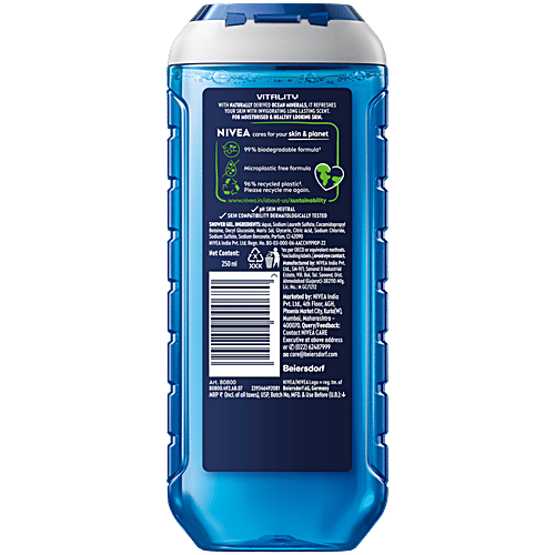 Nivea Men Vitality Fresh Effect 3 In 1 Shower Gel, 250 ml  With Ocean Minerals For Body, Face & Hair