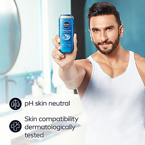 Nivea Men Vitality Fresh Effect 3 In 1 Shower Gel, 250 ml  With Ocean Minerals For Body, Face & Hair