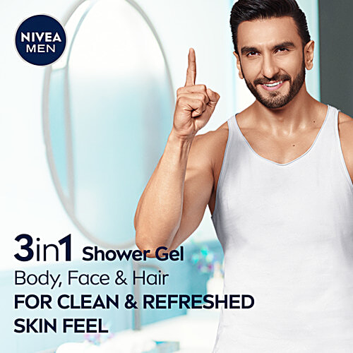 Nivea Men Vitality Fresh Effect 3 In 1 Shower Gel, 250 ml  With Ocean Minerals For Body, Face & Hair