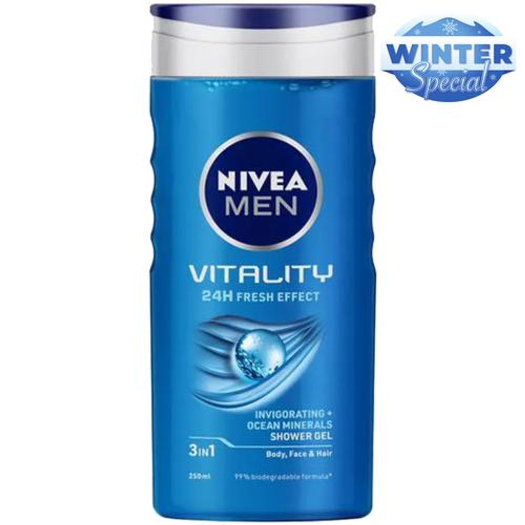 NIVEA Vitality Fresh Shower Gel With Ocean Minerals For Body, Face & Hair, 250 ml 