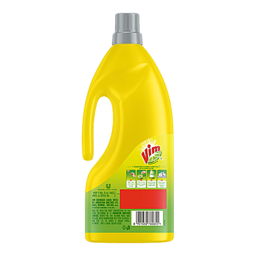 Vim Fresh Lemon Fragrance Dishwash Liquid Gel - Leaves No Residue, Grease Cleaner For All Utensils, Liquid Kitchen Soap, 1.8 L Can Leaves no Residue, Soft on Hands