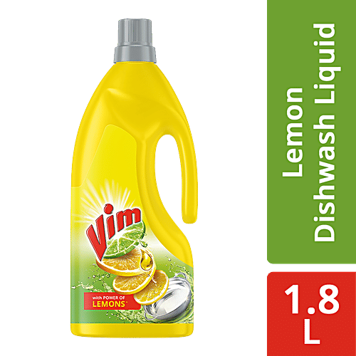 Vim Fresh Lemon Fragrance Dishwash Liquid Gel - Leaves No Residue, Grease Cleaner For All Utensils, Liquid Kitchen Soap, 1.8 L Can Leaves no Residue, Soft on Hands