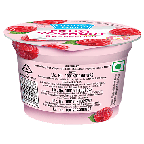 Buy Mother Dairy Fruit Yoghurt Raspberry 100 Gm Cup Online at the Best