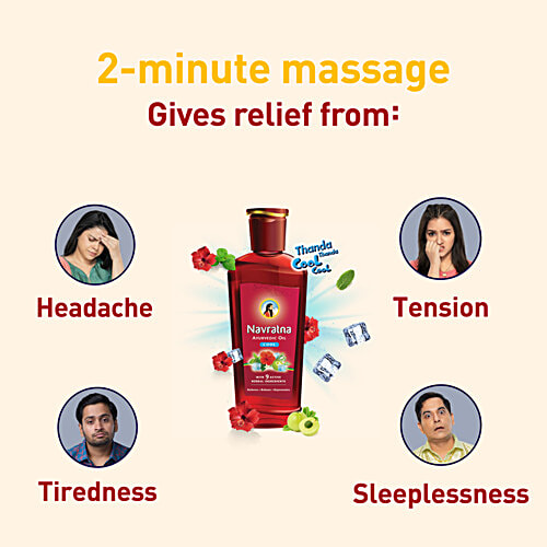 Navratna Ayurvedic Cool Oil - With 9 Active Ingredients, Relieves, Relaxes, Rejuvanates, 500 ml Relieves, Relaxes, Rejuvanates