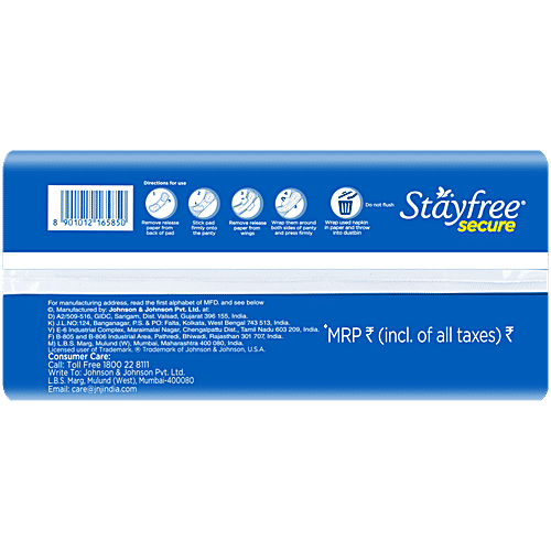 STAYFREE Secure Cottony Sanitary Pads - Regular, 18 pcs  